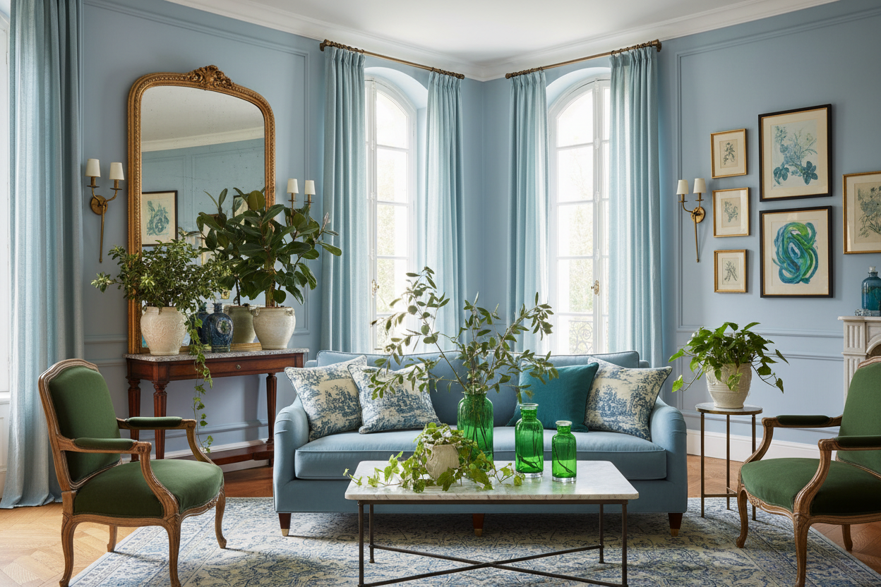 Bleu et vert : l’alliance naturelle qui apaise et sublime l’intérieur