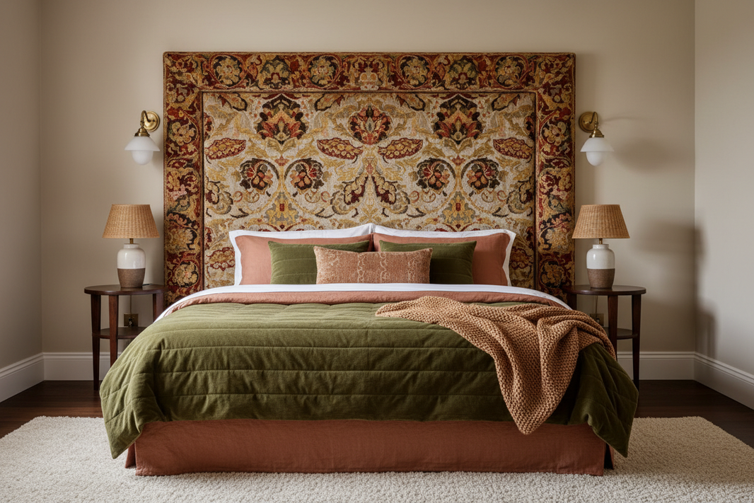 Tête de lit en tapisserie : une touche textile pour une chambre élégante