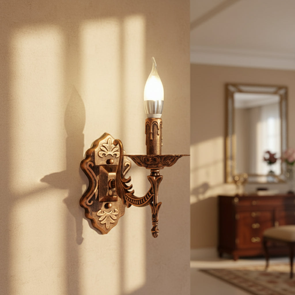Applique bougie murale bronze