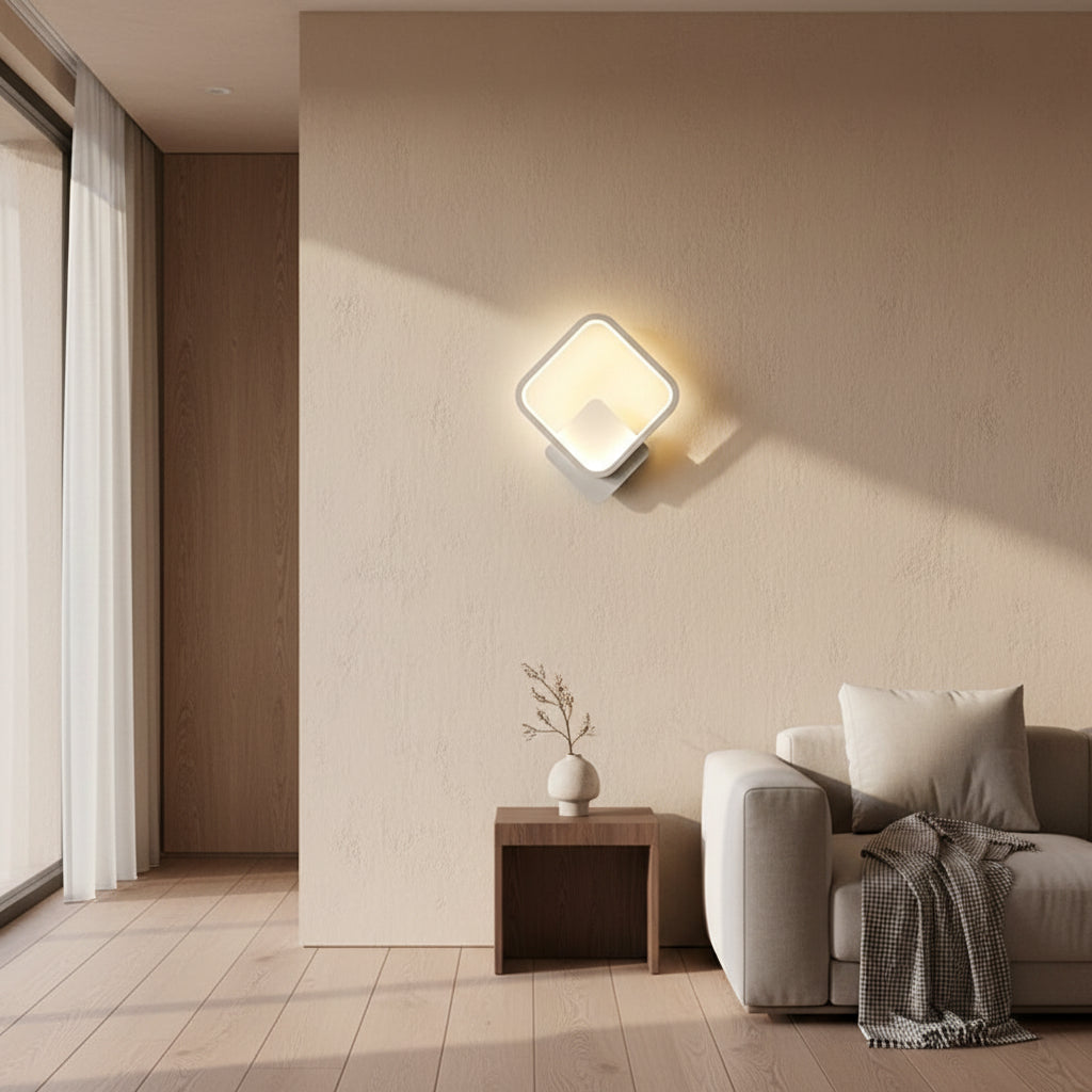 Applique design murale carré blanc salon