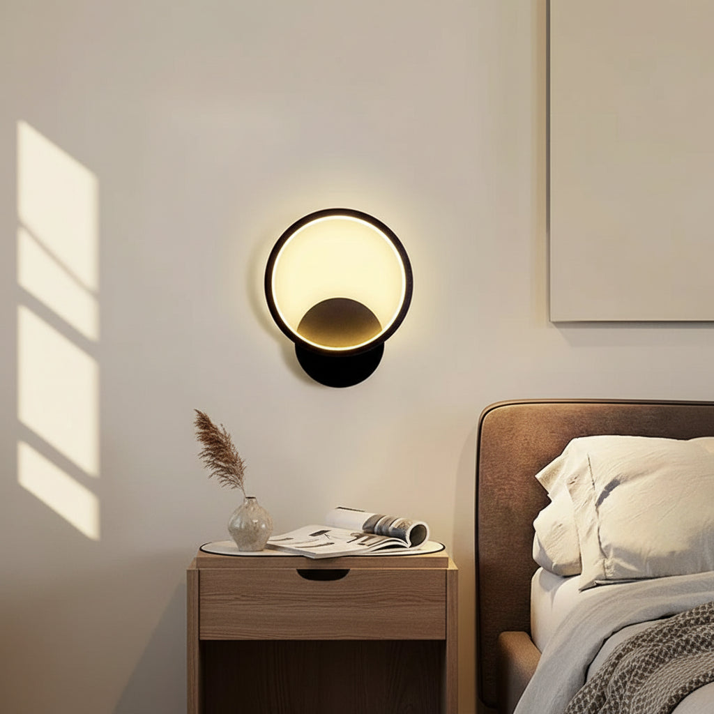 Applique design murale noir rond chambre