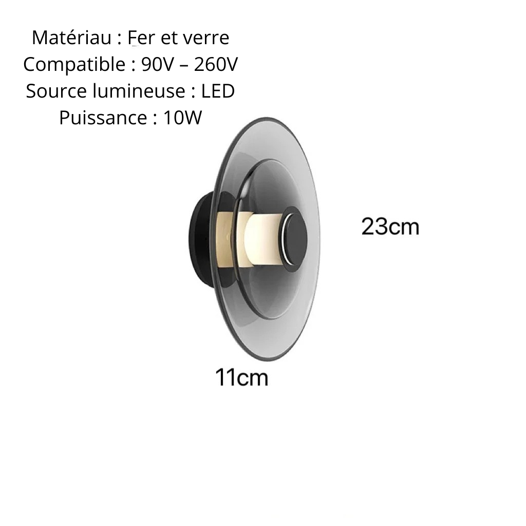 Applique led murale gris 23cm