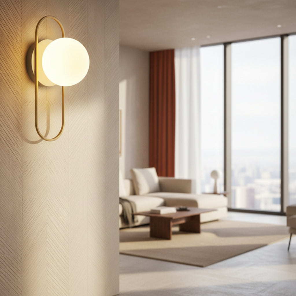 Applique murale LED salon or