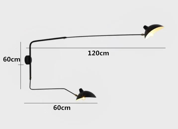 Applique murale ajustable 120 cm noir