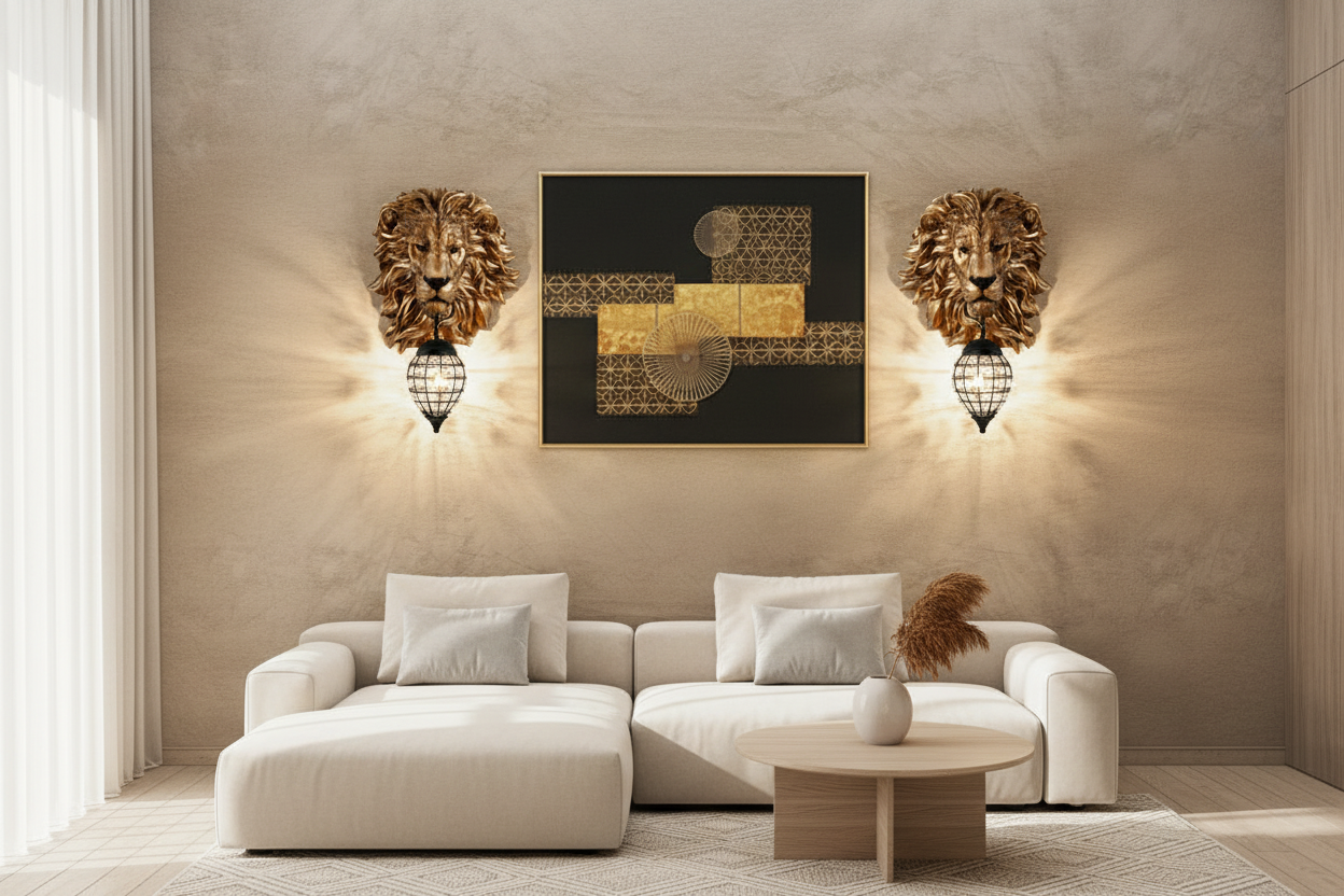 Applique murale animaux or canapé salon