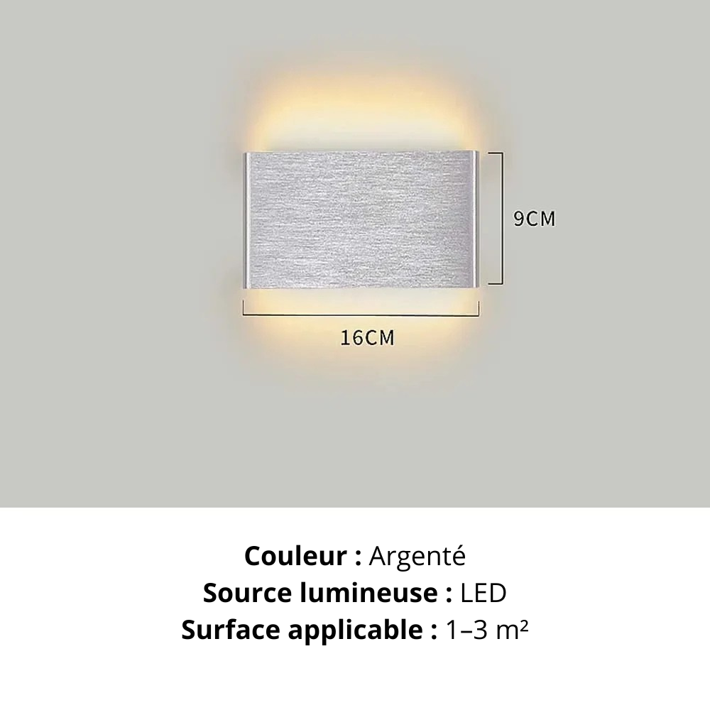 Applique murale argent L 16 cm