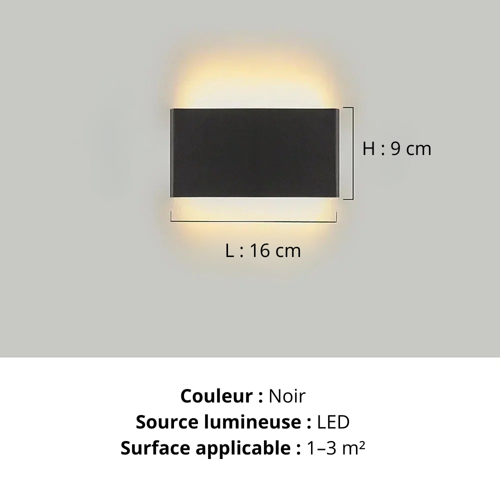 Applique murale argent L 16 cm Noir