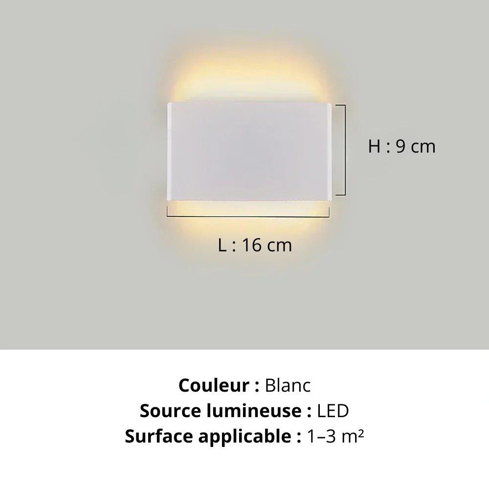 Applique murale argent L 16 cm blanc