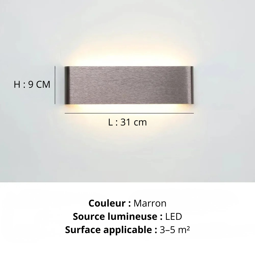 Applique murale argent L 31 cm marron