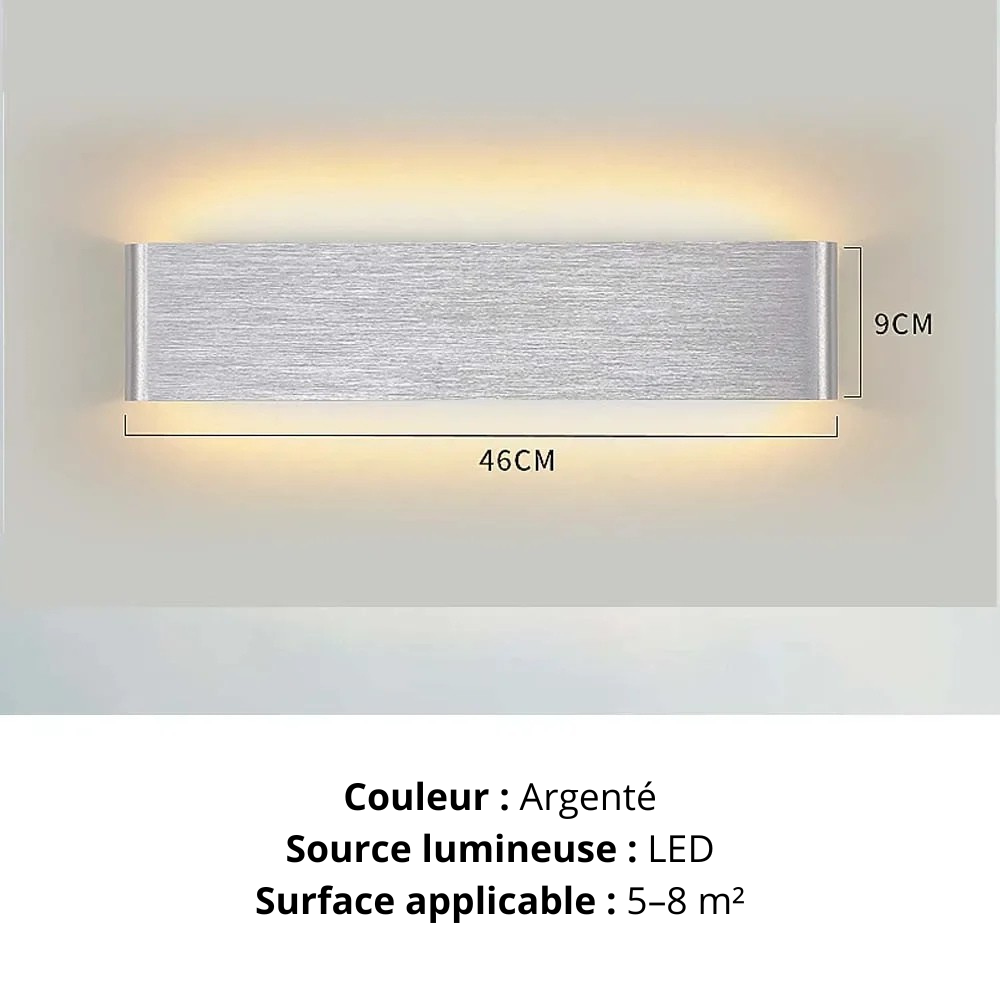 Applique murale argent L 46 cm