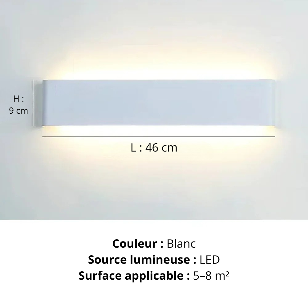 Applique murale argent L 46 cm blanc