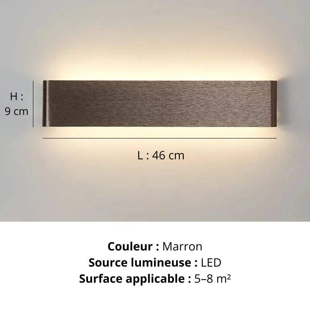 Applique murale argent L 46 cm marron