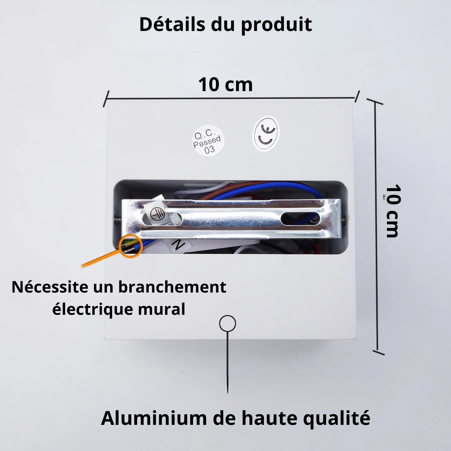 Applique murale blanche détails du produit 1