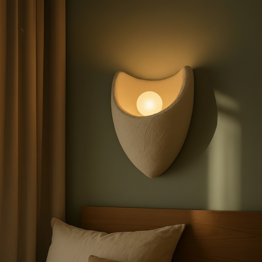 Applique murale blanche chambre allumé