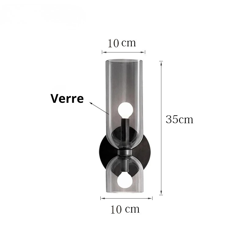 Applique murale bleue / verre fumé