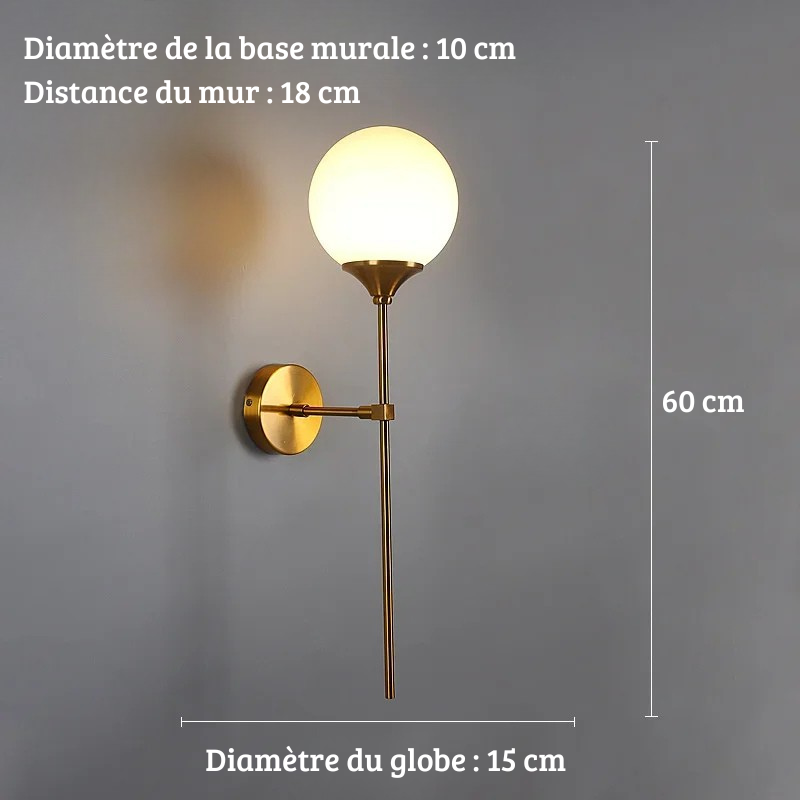 Applique murale boule verre blanc