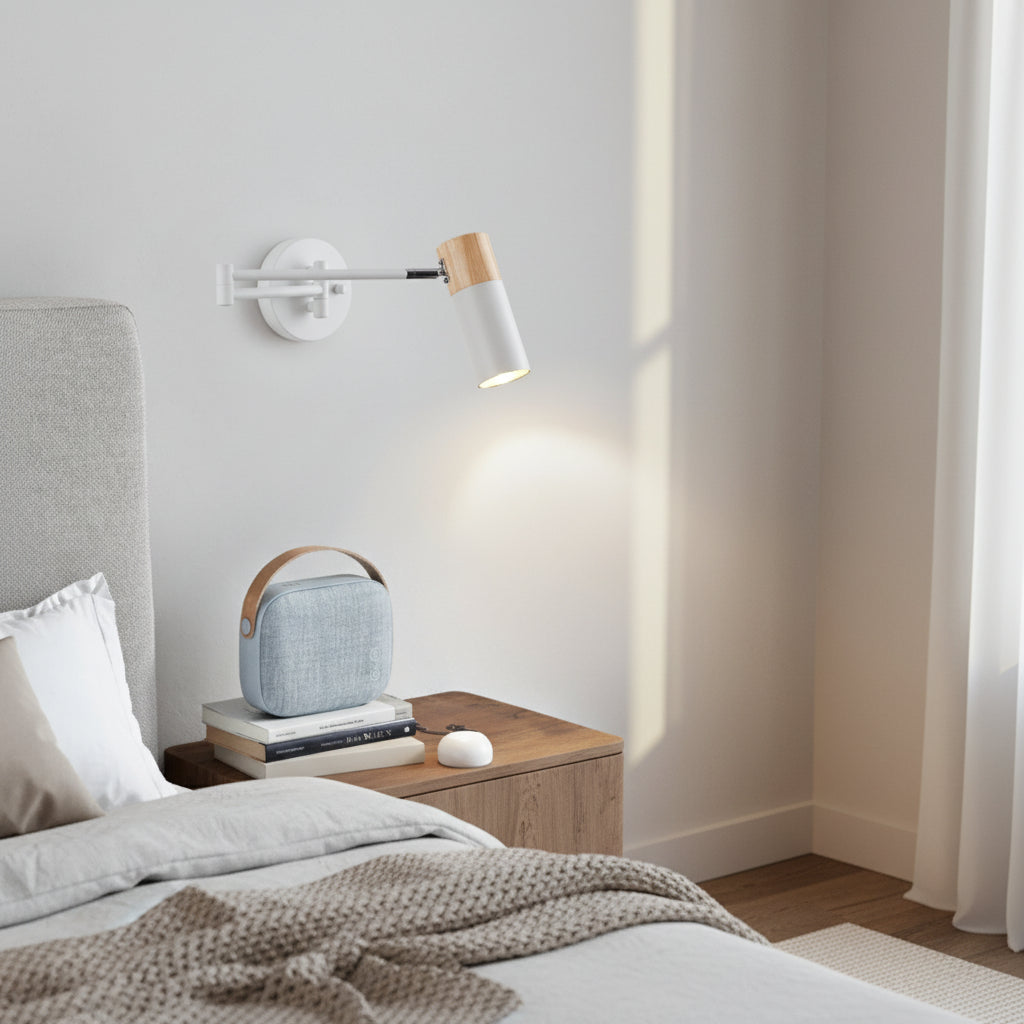 Applique murale bras articulé blanc chambre