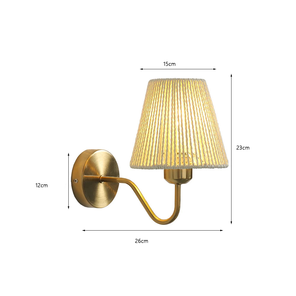 Applique murale cannage osier conique beige