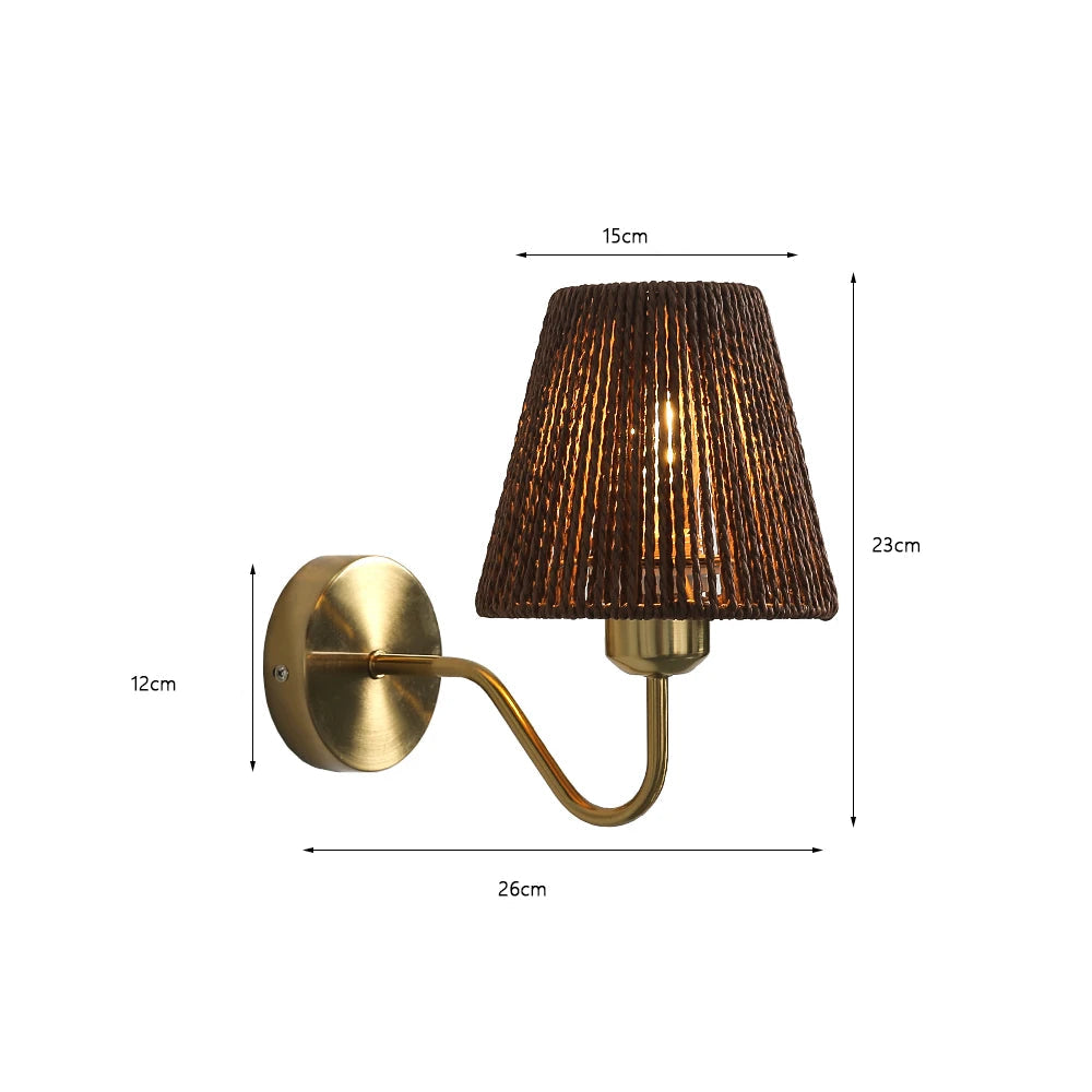 Applique murale cannage osier conique marron