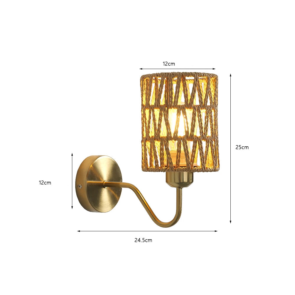 Applique murale cannage osier cylindrique cannage
