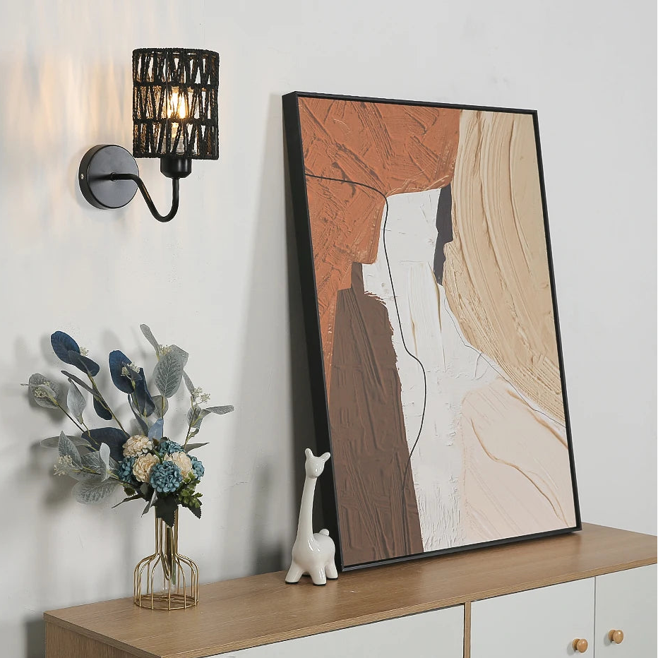 Applique murale cannage osier noir