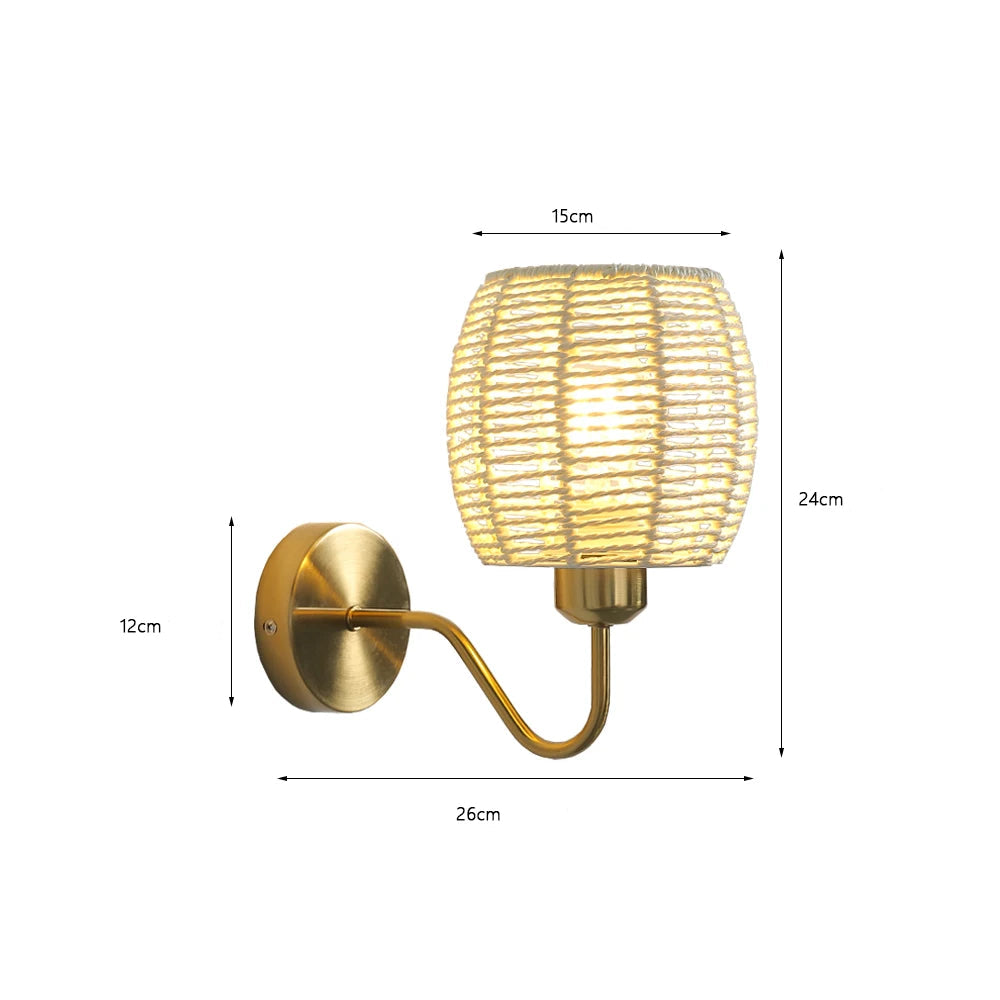 Applique murale cannage osier tambour beige