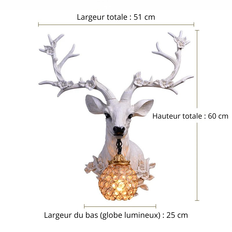 Applique murale cerf blanc dimensions