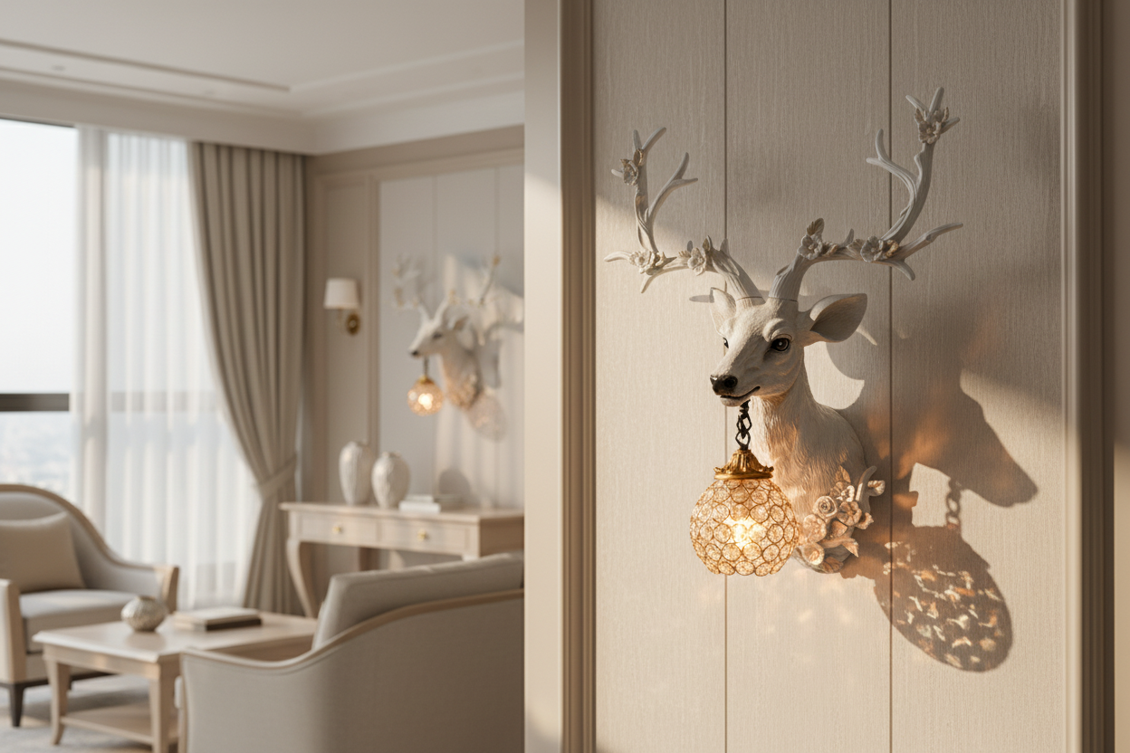 Applique murale cerf blanc entrée