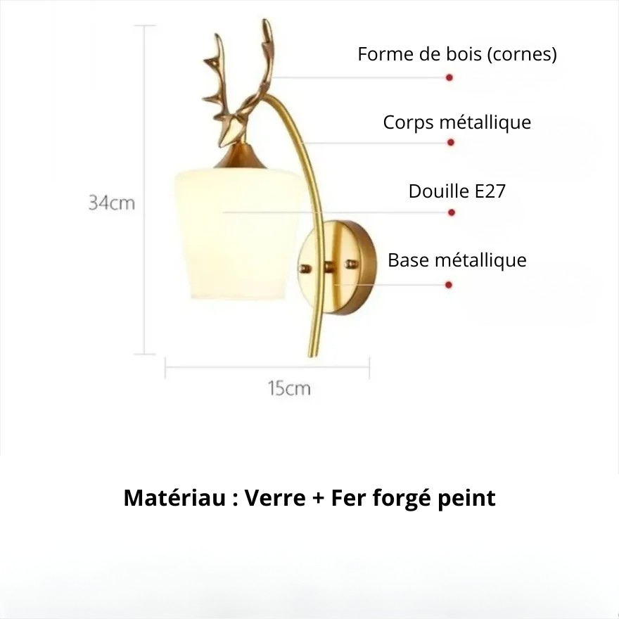 Applique murale cerf information produit 