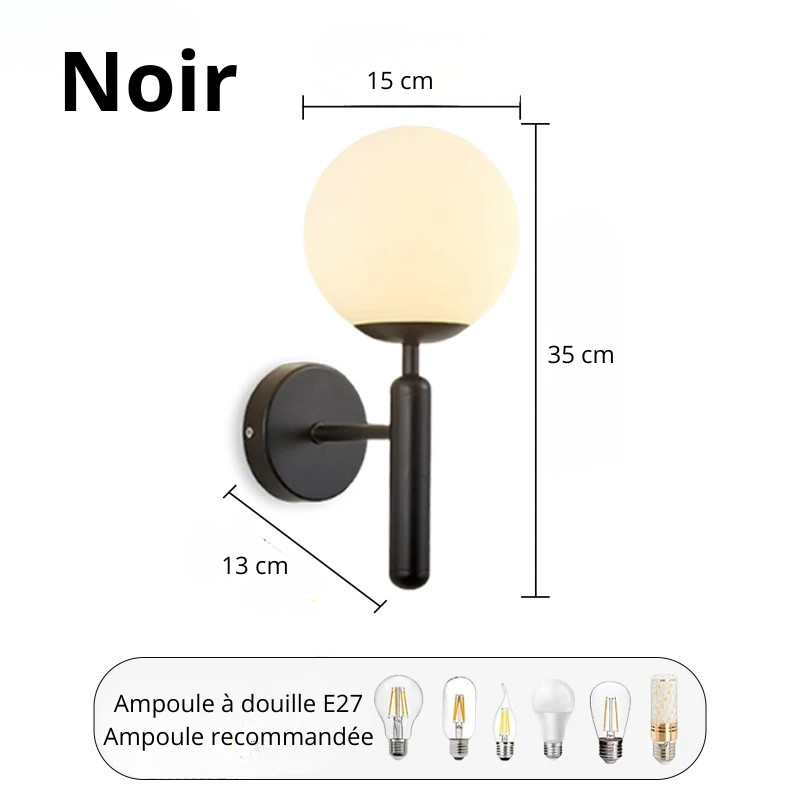 Applique murale chambre noir dimensions