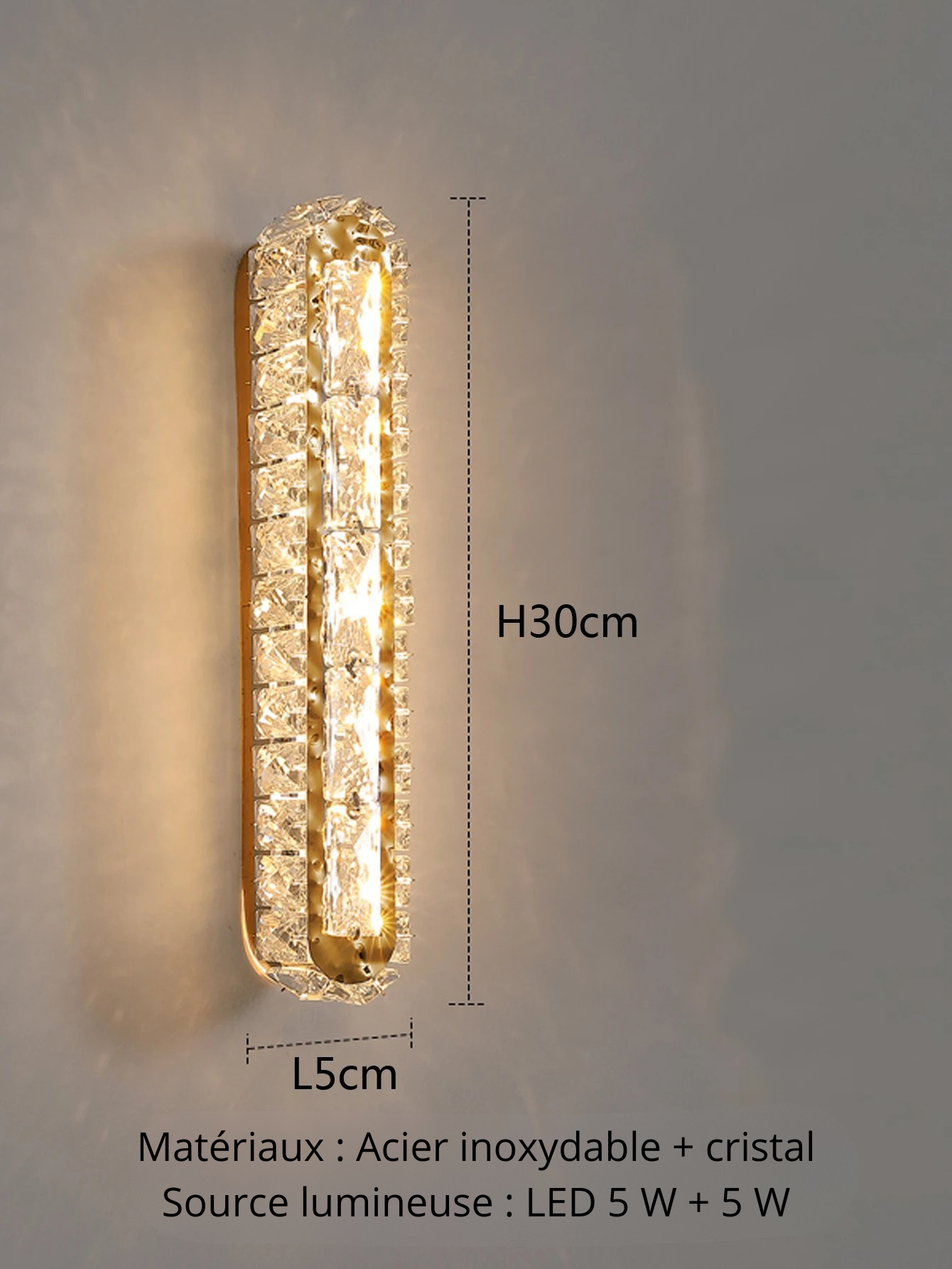 Applique murale cristal or