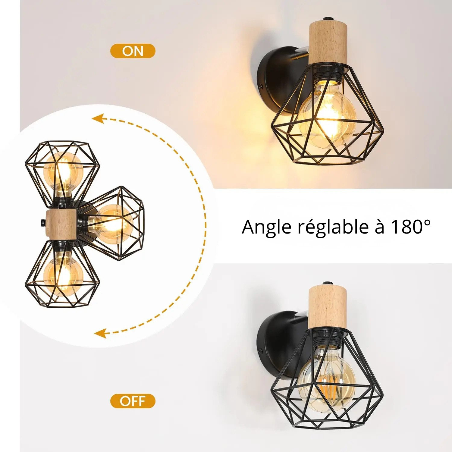 Applique murale cuisine angle réglable