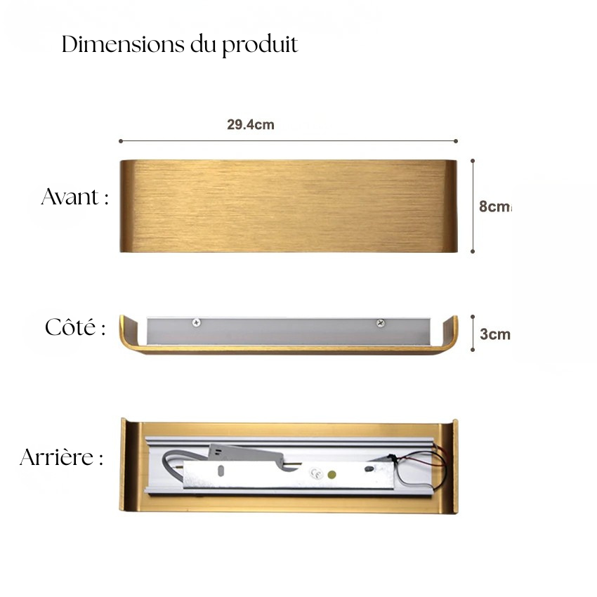 Applique murale cuivre dimensions