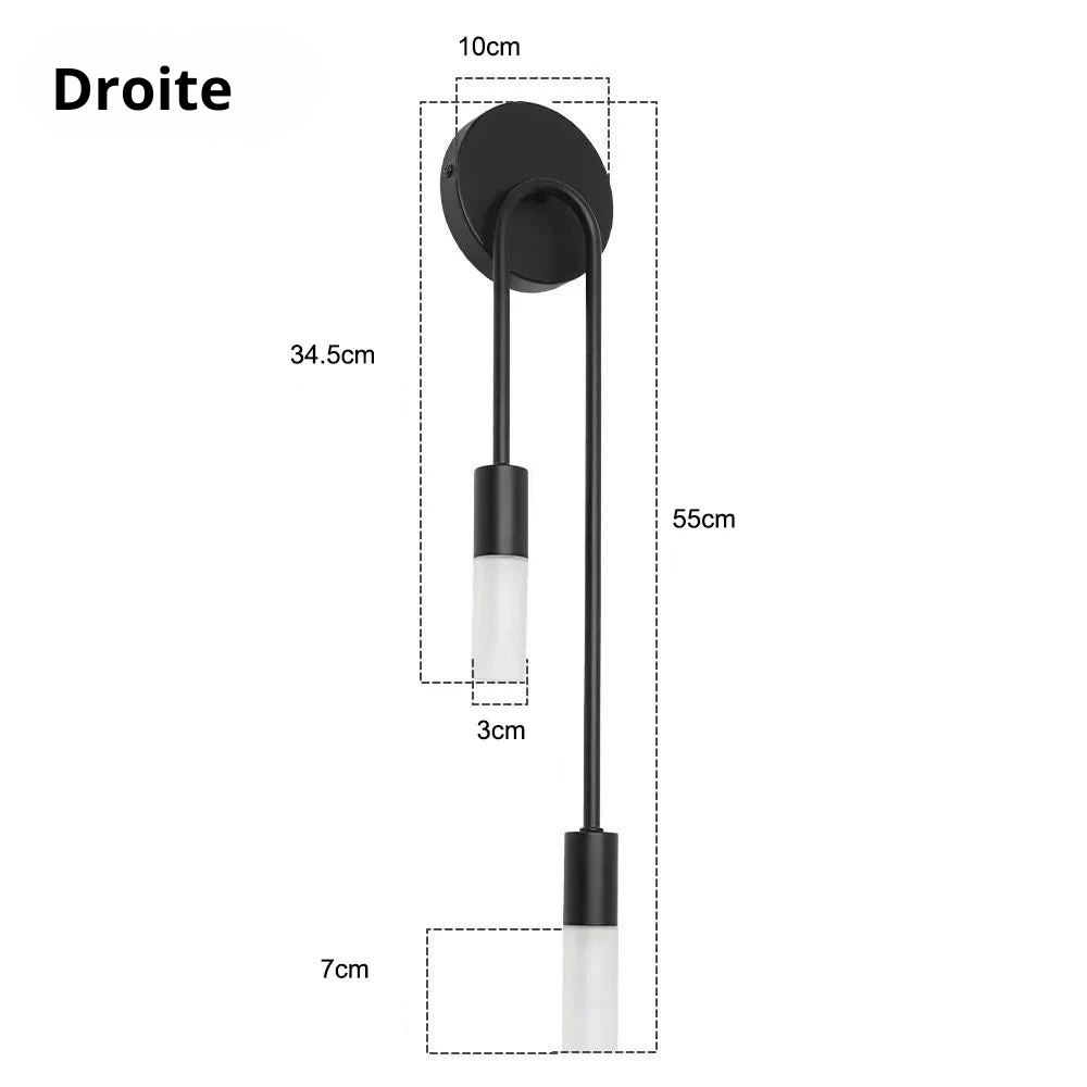 Applique murale design droite noir