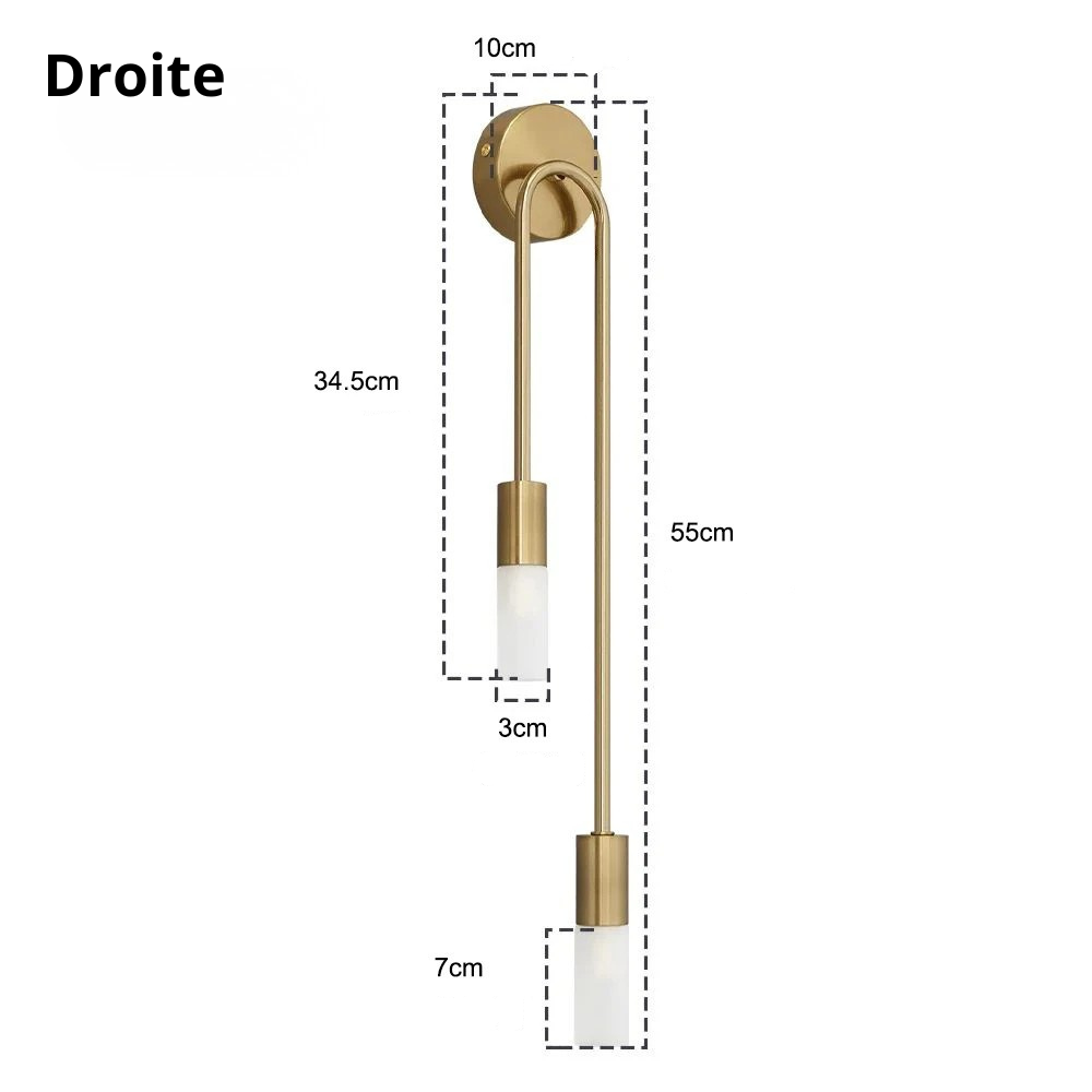 Applique murale design Droite or