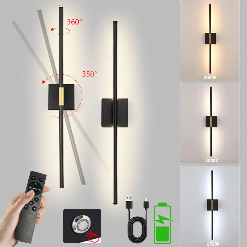 Applique murale dimmable rotation