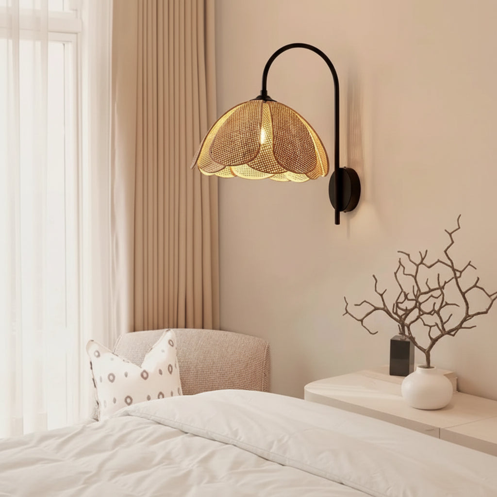 Applique murale en cannage chambre