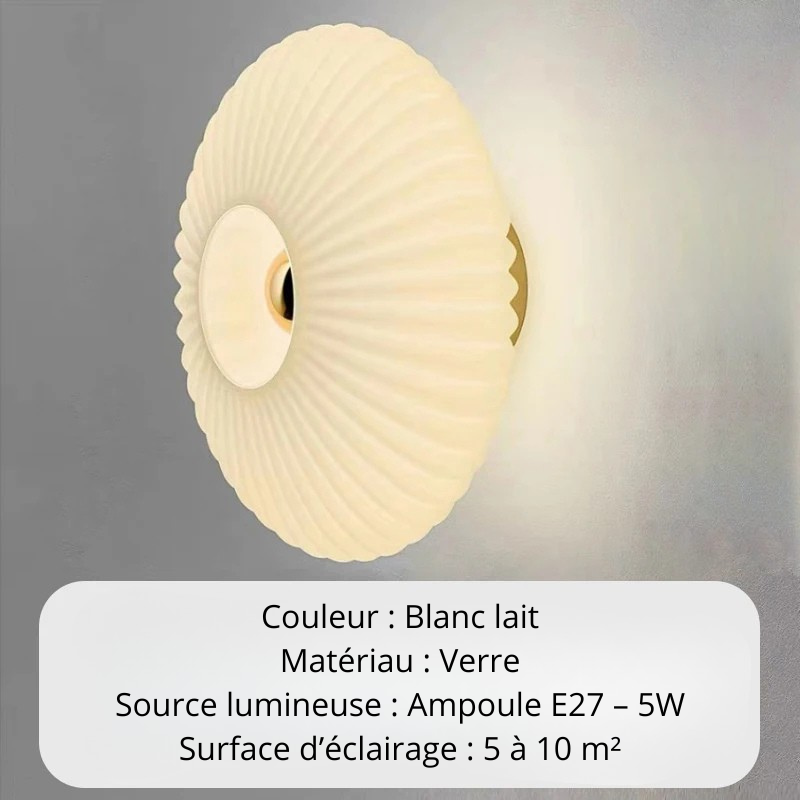 Applique murale en verre blanc lait