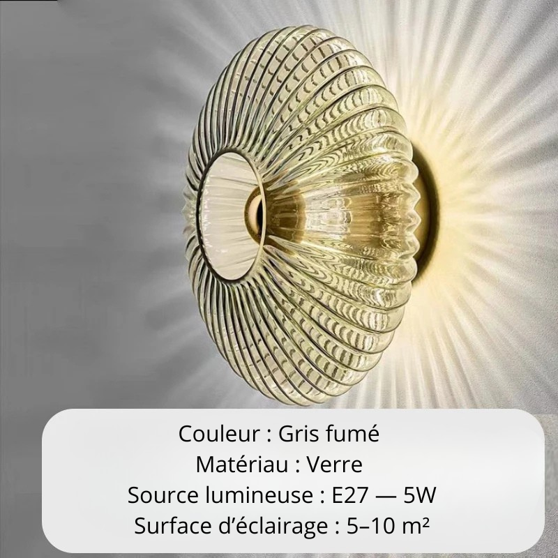 Applique murale en verre gris fumé