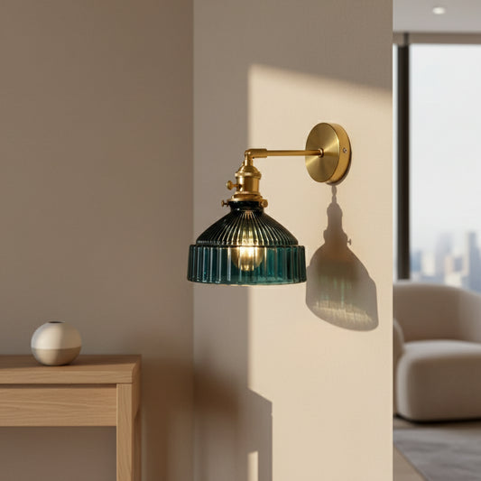 Applique murale en verre coloré bleu