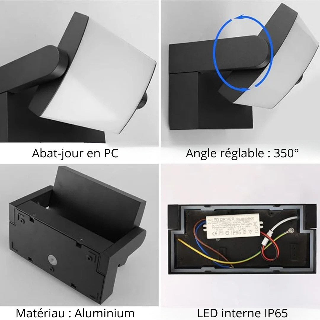 Applique murale extérieur détecteur de mouvement (polycarbonate)