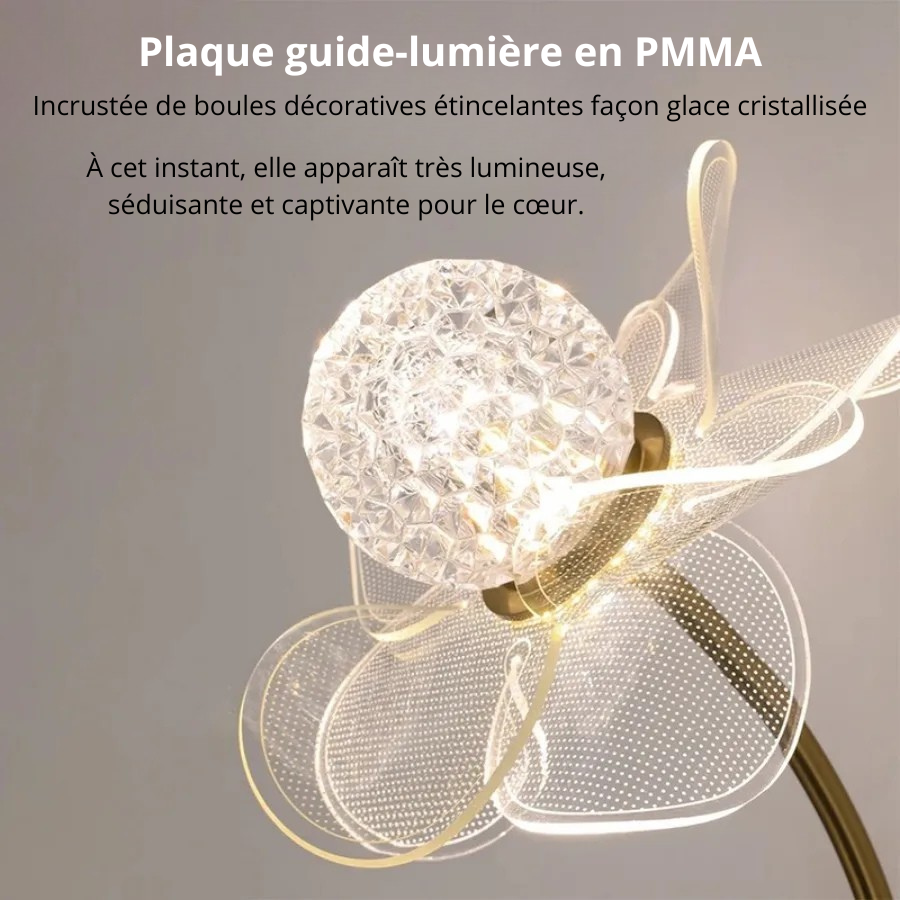Applique murale fleur plaque guide-lumière en PMMA