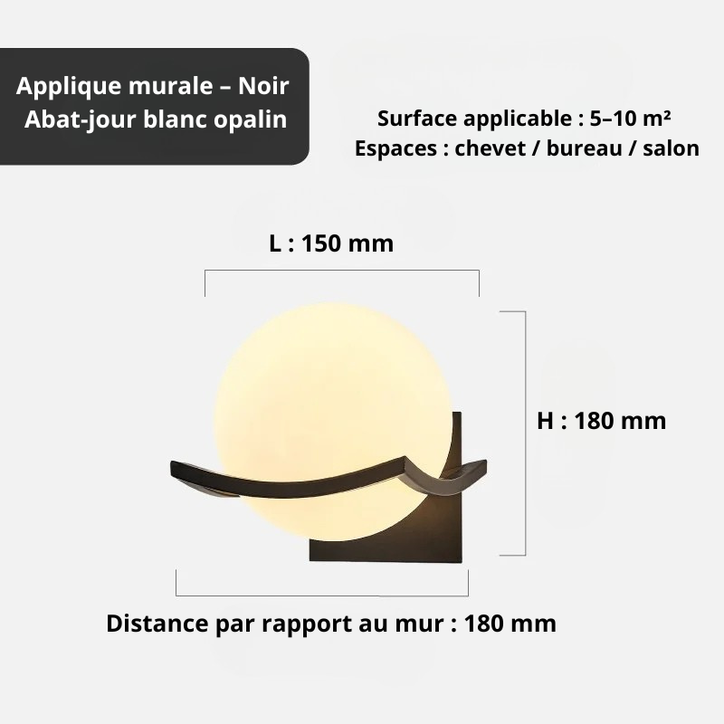 Applique murale globe Noir A