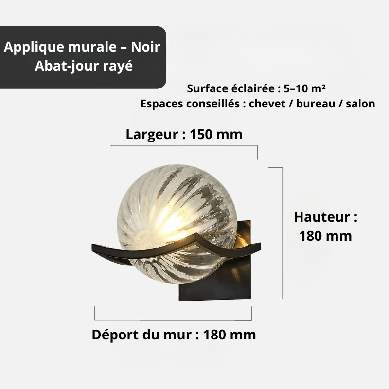 Applique murale globe Noir C