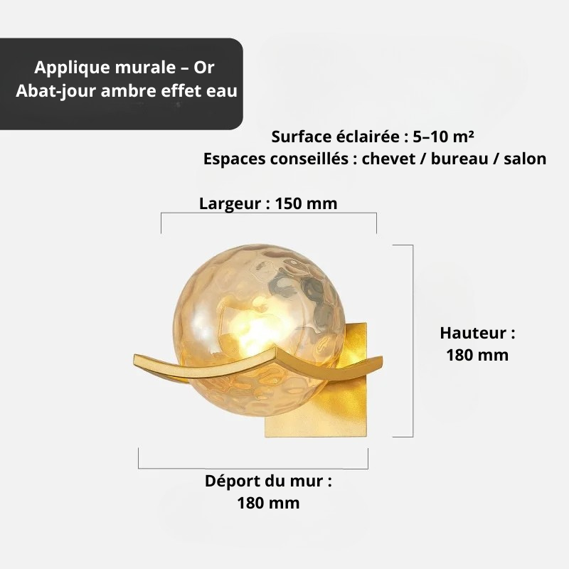 Applique murale globe or D