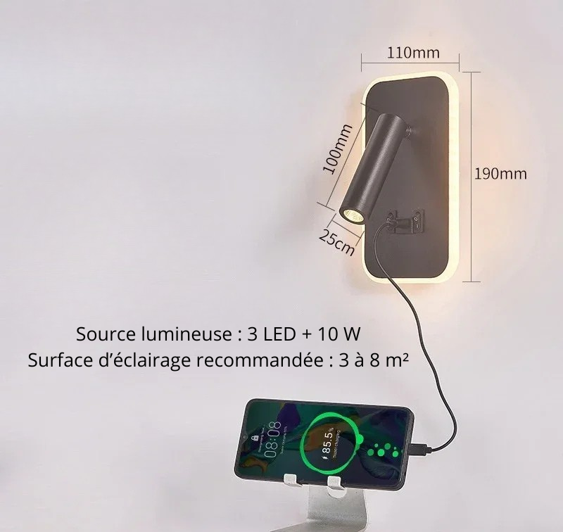 Applique murale liseuse Noir