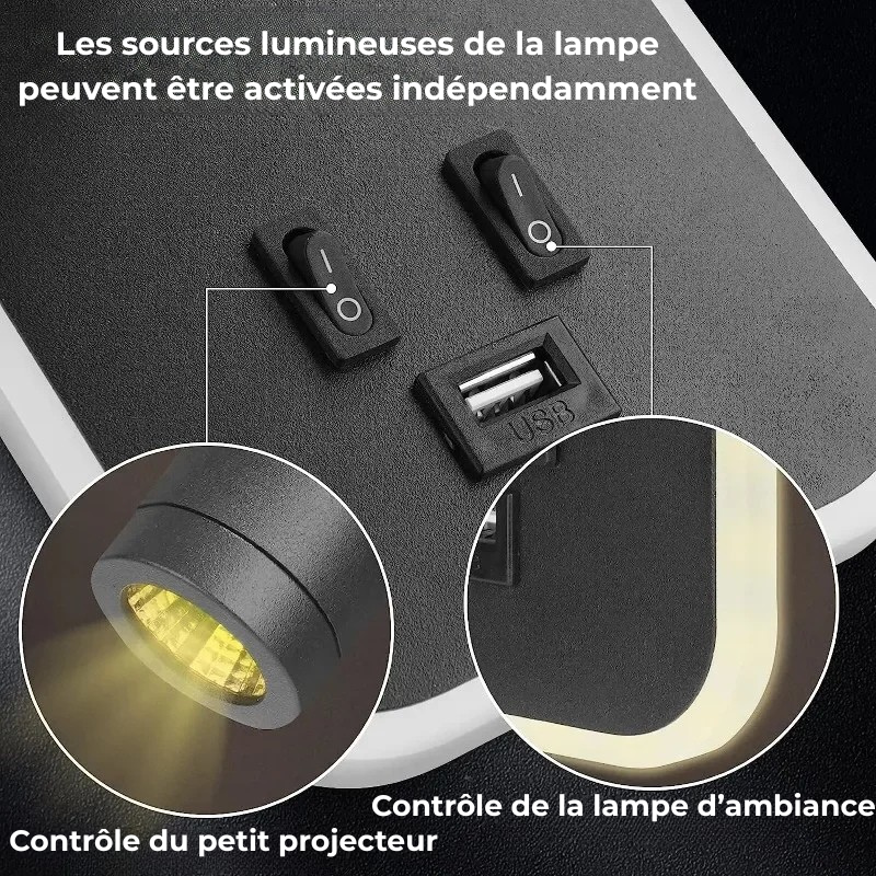 Applique murale liseuse sources lumineuses