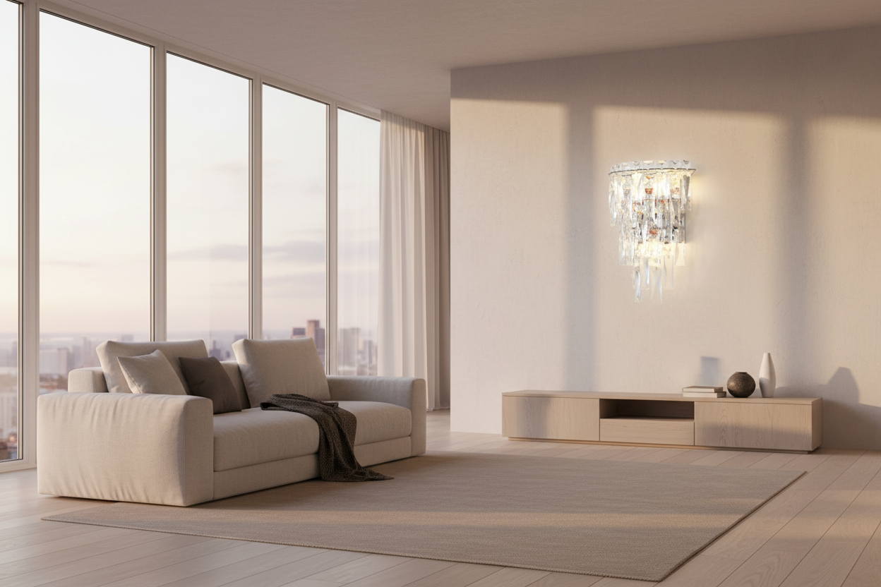 Applique murale lustre allumé de jour salon