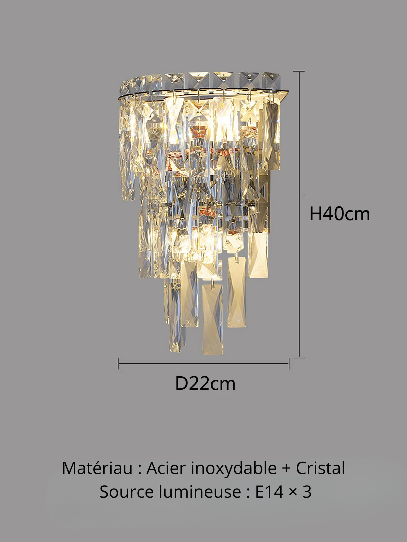 Applique murale lustre chrome