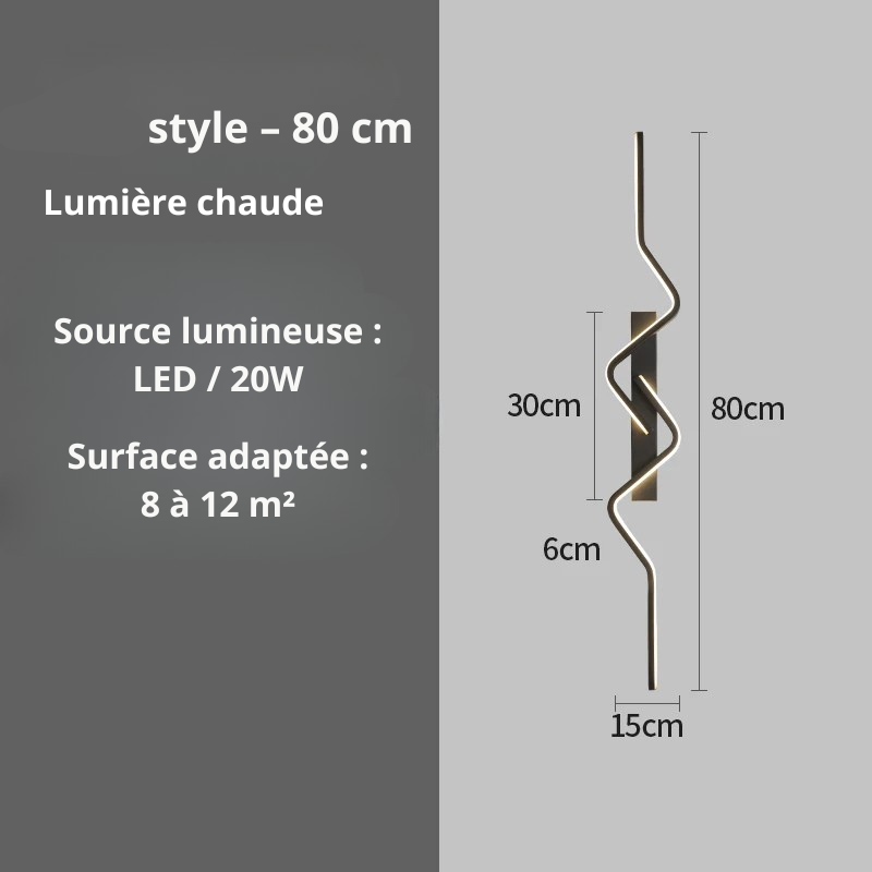 Applique murale moderne Noir style 80 cm
